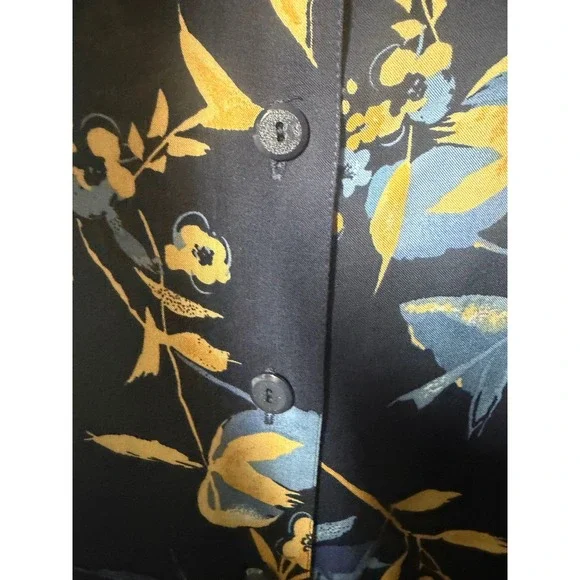 Sag Harbor Woman Navy Blue Floral Button Front Rayon Midi Skirt Plus Size 1X VTG - Picture 9 of 10